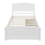 Solid Twin Wood Platform Bed with Strong Pine Legs and Durable Material, Bunk Bed with 2 Drawers Below, 79.5" L x 41.5" W x 37.5" H , White