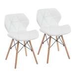Modern Dining Chair with Backrest and PU Leather Surface, Stain-Resistant Bar Stools with Ergonomic Wood Legs, 18.5'' L x 14.5'' W x 28'' H, White