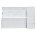 Queen Size Murphy Wall Bed with Storage Shelf, Space‑Saving Bed Frame with Integrated Closet and 2 Drawers, 112" L x 65" W x 78.5" H, White