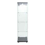 Floor-Standing Curio Bookcase with Tempered Glass Door, LED Glass Display Cabinet with Adjustable Feet, 16.5'' L x 14.5'' W x 64.5'' H, Black