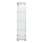Floor-Standing Curio Bookcase with Tempered Glass Door, LED Glass Display Cabinet with Adjustable Feet, 16.5'' L x 14.5'' W x 64.5'' H, White