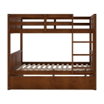 Full-Over-Full Bunk Bed with Pullout Trundle, Space-Saving Bed Frame with 2 Separate Beds, 79.5" L x 57" W x 60" H, Walnut
