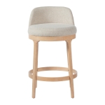 Counter Height Bar Stools with Premium Rubberwood Frame, Modern Bar Chairs with Ergonomic Seat, 18.5'' L x 18.5'' W x 33'' H, Beige+Natural