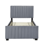 Space-Saving Twin Size Upholstered Platform Bed with Trundle Under Bed, Cozy Bed Frame with Velvet Fabric, 80" L x 41.5" W x 42.5" H, Gray