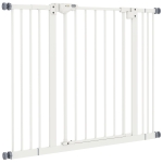 PawHut 30 Inch Tall Pet Gate with Door Dog Gate and Barrier Indoor for Stairs, Pressure-Mounted Safety Gate, White