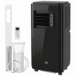 HOMCOM 10,000 BTU Moible Air Conditioner 440 Sq. Ft., Dehumidifier Fan Auto Sleep with 24H Timer On/Off, Window Kit, Black
