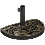 Outsunny 20 lbs Resin Half Round Patio Umbrella Base 20" Outdoor Decorative Parasol Stand Holder For Φ1.5", Φ1.9" Pole, Bronze