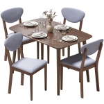 HOMCOM 5-Piece Dining Table Set for 4, Mid-Century Modern Kitchen Table and Chairs, Light Gray