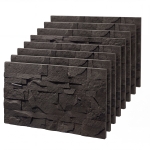 HOMCOM 8-Pack 3D Faux Stone Wall Panels, Lightweight Polyurethane Panels for Interior and Exterior Accent Walls, Black