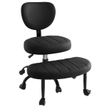 Ergonomic Cross-Legged Meditation Chair with Lumbar Support, Swivel Executive Office Desk Stool for Home Offices, 27" L x 35" W x 36.5" H, White