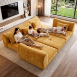 Cozy Compressed Sofa with Customizable Modular Layouts, Flexible Bed Couch for Both Compact and Spacious Spaces, 101.5"L x 36.5"W x 28.5"H, Yellow