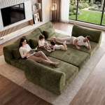Cozy Compressed Sofa with Customizable Modular Layouts, Flexible Bed Couch for Both Compact and Spacious Spaces, 101.5"L x 36.5"W x 28.5"H, Green