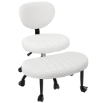 Ergonomic Cross-Legged Meditation Chair with Lumbar Support, Swivel Executive Office Desk Stool for Home Offices, 27" L x 35" W x 36.5" H, White