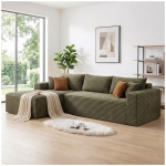 Cozy L-Shaped Compressed Sofa with 1400 lbs Weight Capacity and Cloud-Like Memory Foam, Spacious Couch for Big Families, 108"L x 68"W x 33"H, Green