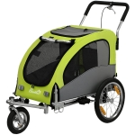Aosom 2 in 1 Dog Bike Trailer, Foldable Pet Stroller, Dog Bicycle Trailer with Suspension, for Medium Dogs up to  44 LBS, Green