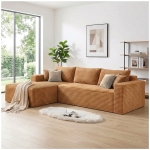 Cozy L-Shaped Compressed Sofa with 1400 lbs Weight Capacity and Cloud-Like Memory Foam, Spacious Couch for Big Families, 108"L x 68"W x 33"H, Brown