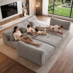 Cozy Compressed Sofa with Customizable Modular Layouts, Flexible Bed Couch for Both Compact and Spacious Spaces, 101.5"L x 36.5"W x 28.5"H, Gray