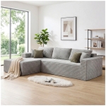 Cozy L-Shaped Compressed Sofa with 1400 lbs Weight Capacity and Cloud-Like Memory Foam, Spacious Couch for Big Families, 108"L x 68"W x 33"H, Gray
