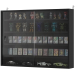 HOMCOM 5-Tier Display Cabinet, Wall-Mounted Display Case with 2 Glass Doors and Adjustable Shelves, Jet Black