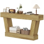 HOMCOM 63 Inch Vintage Console Table, Narrow Entryway Table with Open Shelf for Living Room, Oak
