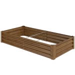 Outsunny 6 x 3 x 1ft Galvanized Raised Garden Bed, Reinforced Outdoor Planter Box with Open Bottom,, Wood-Effect