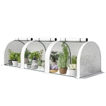Outsunny 9.7' L x 3' W x 2.5' H Portable Tunneled Greenhouse with 3 Zippered Doors, Water/UV Fighting PE Cover, White