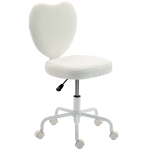 HOMCOM Heart Love Shaped Back Design Vanity Chair,  Office Chair with Adjustable Height and 360 Swivel Castor Wheels, White