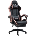 Vinsetto Computer Gaming Chair, PU Leather Office Desk Chair with Footrest, Swivel Wheels, 135° Reclining Back, Black