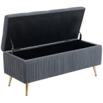 HOMCOM Storage Ottoman Bench, 43 Inch Large Storage Chest with Steel Legs and Padded Seat, Foot Rest, Load 485 lbs, Dark Grey
