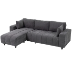 HOMCOM Sectional Couch with Integrated Seat, 3 Seater L-Shaped Sofa with Changeable Chaise, Spring Cushion, Charcoal Grey
