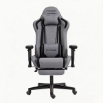 Ergonomic Gaming Chair with Adjustable Lumbar and Headrest Pillows, Cozy Computer Seat for Office and Gaming, 27.5"L x 20.5"W x 53"H, Gray