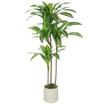 HOMCOM 4FT Dracaena Fake Plant, Artificial Plant with Bendable Trunks for Home Office Decor, Green