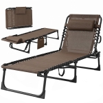 Outsunny Outdoor Folding Chaise Lounge, Reclining Lounge Chair with Adjustable Backrest and Removable Pillow, Brown