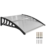 Outsunny Awning Door Canopy, 40.6" x 38" Polycarbonate Front Door Outdoor Patio Cover with Hollow Sheet for UV Protection, Clear