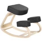 HOMCOM Ergonomic Kneeling Chair, Wood Kneel Stool with Thick Pads, Desk Knee Chair, Improve Posture, Black