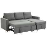 HOMCOM 83" Sofa Bed, Pull Out Sleeper L Shaped Sectional Couch with Reversible Storage Chaise, Wide and Deep Seat, Light Grey