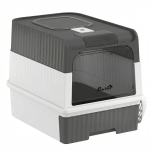 PawHut Cat Litter Box Hooded Cat Litter Tray with Drawer Pan Front Entry & Top Exit Easy Cleaning Gray