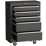 HOMCOM 5-Drawer Rolling Tool Cabinet on Wheels, Lockable Tool Chest, Tool Organizer for Garage, Factory and Workshop, Black