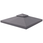 Outsunny 10' x 10' Square 2-Tier Gazebo Canopy Replacement Top Cover Outdoor Garden Sun Shade, Replacement Top Only, Dark Grey