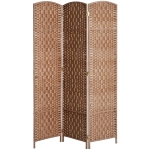 HOMCOM 6ft Folding Room Divider, 3 Panel Wall Partition with Wooden Frame for Bedroom, Home Office, Natural