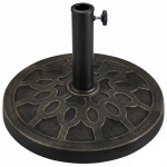 Outsunny Resin Round Patio Umbrella Stand Base Coated Pole Market Garden Umbrella Holder Parasol Holder Bronze