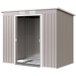 Outsunny 7' x 4' Galvanised Steel Garden Shed, with Foundation Kit - Grey