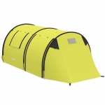 Outsunny 3-4 Person Camping Tent with 2 Rooms, 3000mm Waterproof Portable Family Tent with Carry Bag, Yellow