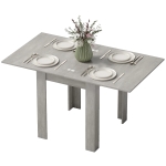 HOMCOM 55" Extendable Dining Table for 4-6, Kitchen Table with Steel Slides and Felt Pads for Small Spaces, Grey