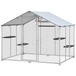 PawHut Large Catio Outdoor Cat Enclosure with Waterproof Cover, Walk-in Cat Patio w/ 5 Adjustable Platforms & Hammock 94.5" L