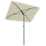 Outsunny 6.5x4ft Rectangle Patio Umbrella Aluminum Tilt Adjustable Garden Parasol  Sun Shade Outdoor Canopy Cream White