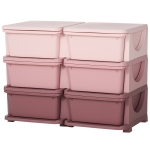 Qaba 3 Tier Kids Toy Organizer and Storage Bins with 6 Plastic Drawers, Pink