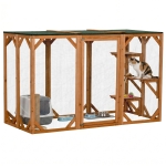 PawHut 71"L Catio Outdoor Cat Enclosure, Indoor Cat Cage, Pet House, Small Animal Hutch for 1-2 Rabbit, Kitten, Kitty Crate Kennel w/ Waterproof Roof, Multi-Level Platforms, Orange