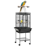 PawHut 61.5 Inch Bird Cage Parakeet House for Cockatiel with Stand, Pull Out Tray, Play Top, Storage Shelf, Wood Perch, Food Container