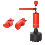 Soozier Freestanding Boxing Punch Bag Stand with 360° Rotating Flexible Arm, Speed Ball, Waterable and Sandable Base, Red